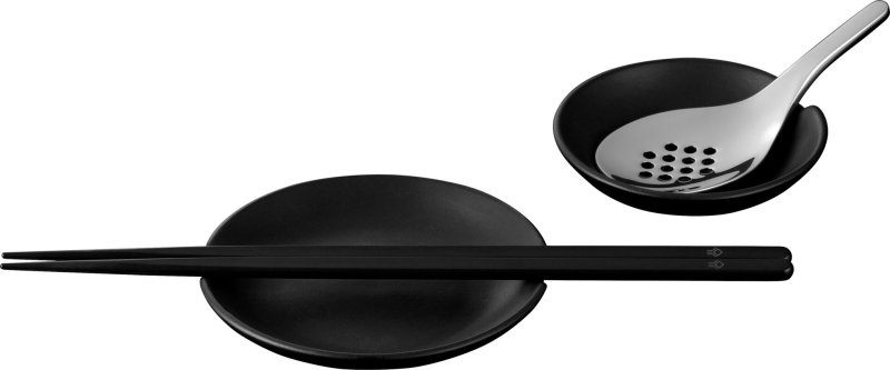 Keramik-Ablage schwarz  Reislöffelablage Ø 8cm schwarz (2)