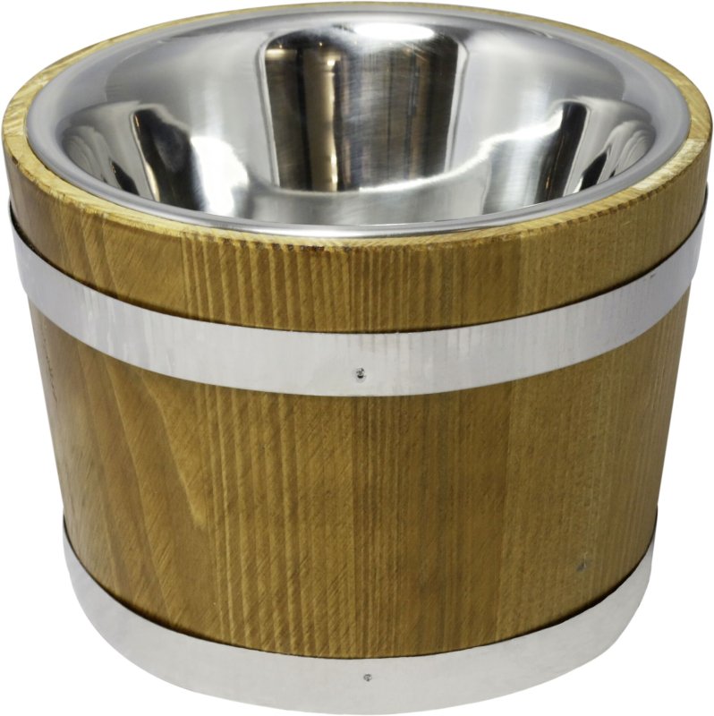 Holzfass mit Edelstahlschüssel 1,3L (1)
