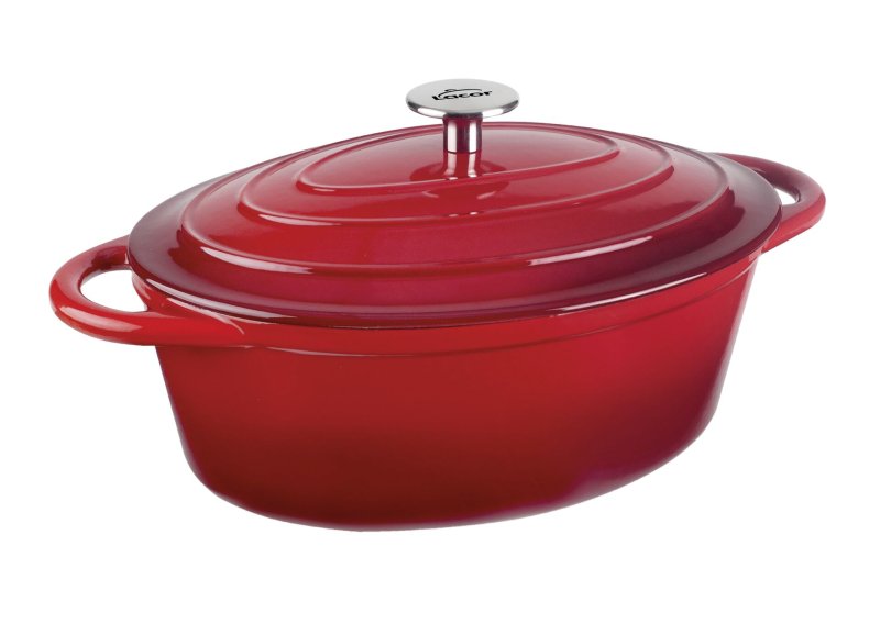 Kasserole mit Deckel oval 4l rot (1)